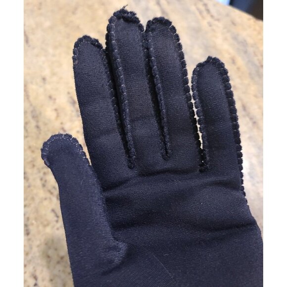 Vintage Size M Blue Nylon Stretch Formal 10.5" Long Gloves Stitching Detail - Picture 13 of 16